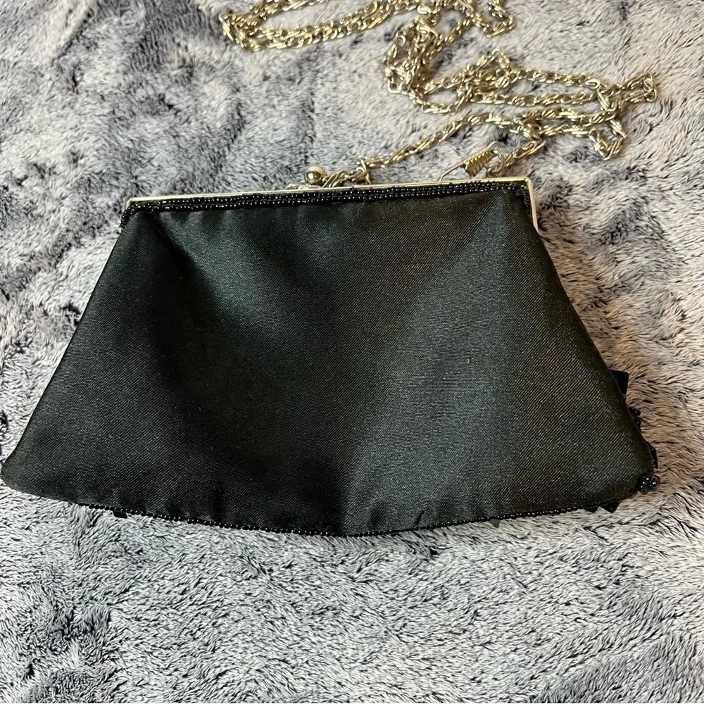 Vintage Bijoux Terner Black Sequin Beaded Sequined Evening Bag